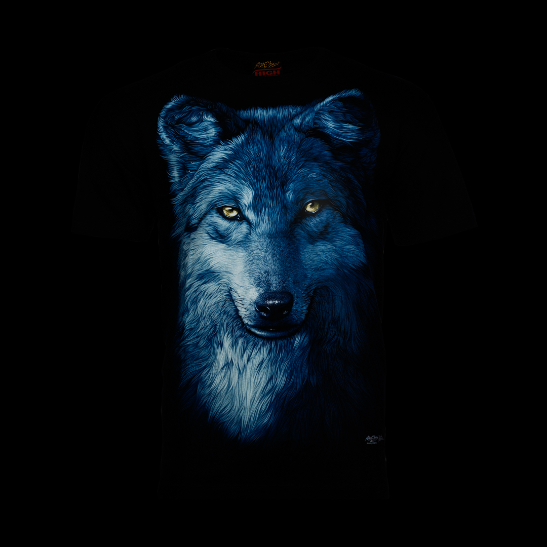 T-Shirt - blauer Wolf